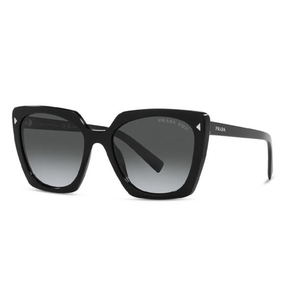 Prada PR 23ZS Polarized Low Bridge Fit Square Sunglasses Black/Grey 55mm - NIB - Picture 1 of 6